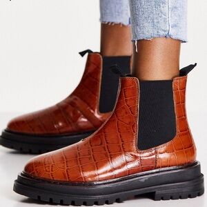 ASOS Design croc Chelsea boots.